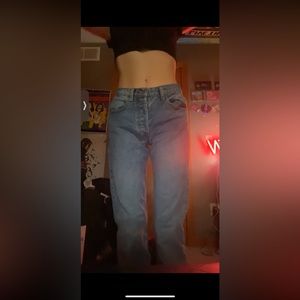 Blue long straight leg 90’s brandy Melville John Galt jeans no pockets cute